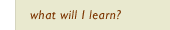 what will I learn?